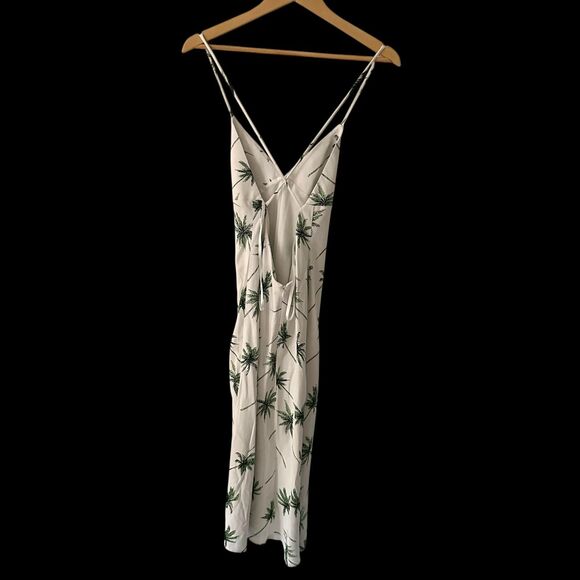Milly White Spagetti Strap Cross Back Viscose Midi Dress with Palm Trees Size 2 - Picture 3 of 8
